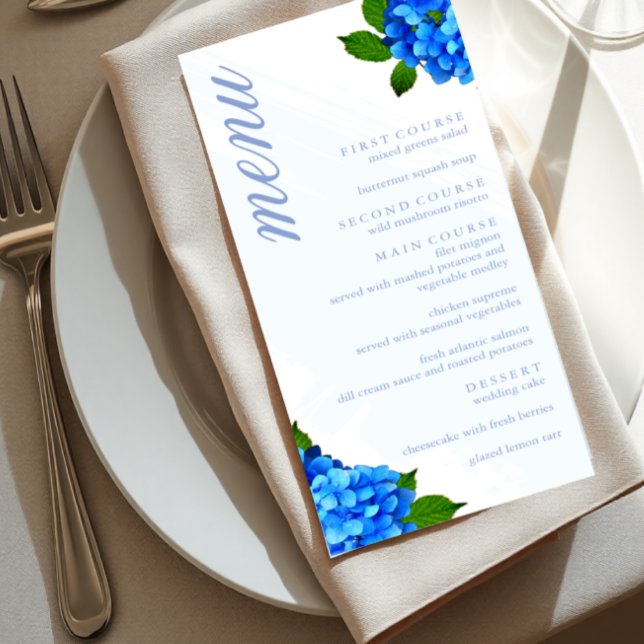 Menu Mariage Floral Hydrangea Bleu (Créateur téléchargé)
