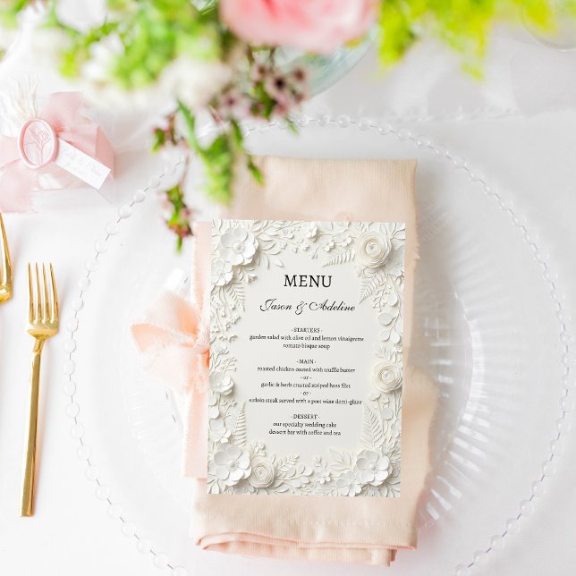 Menu Mariage Floral Luxe Moderne  (Créateur téléchargé)