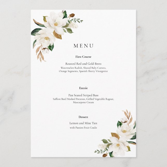 Menu Mariage Floral Magnolia (Devant)