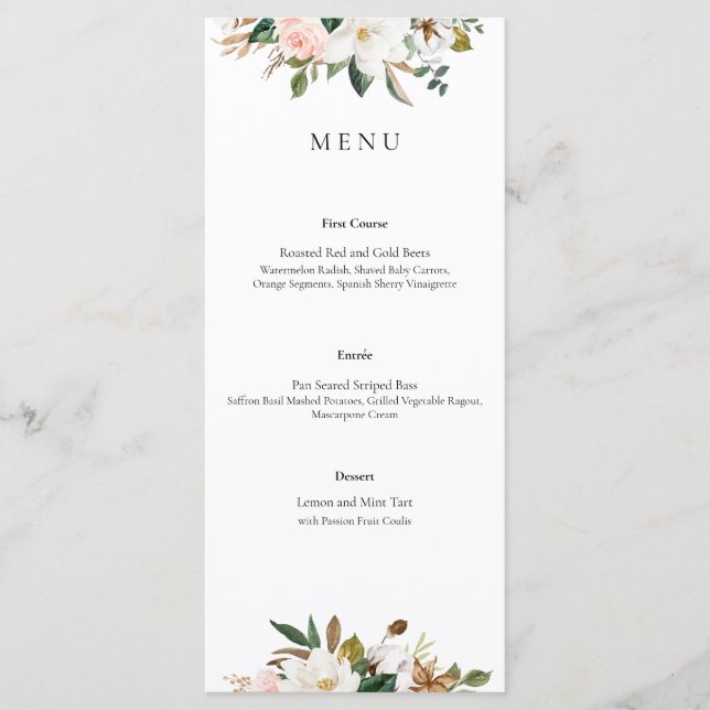 Menu Mariage Floral Magnolia (Devant)