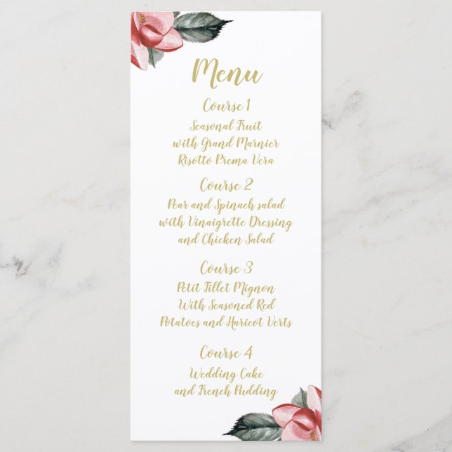 menu Mariage Floral Marsala (Devant)