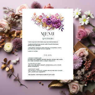 Menu Mariage floral Mauve et Gold