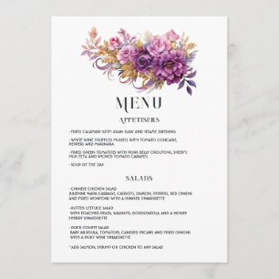 Menu Mariage floral mauve et or