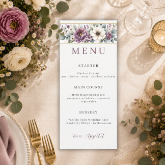 Menu Mariage Floral Mauve & Sauge