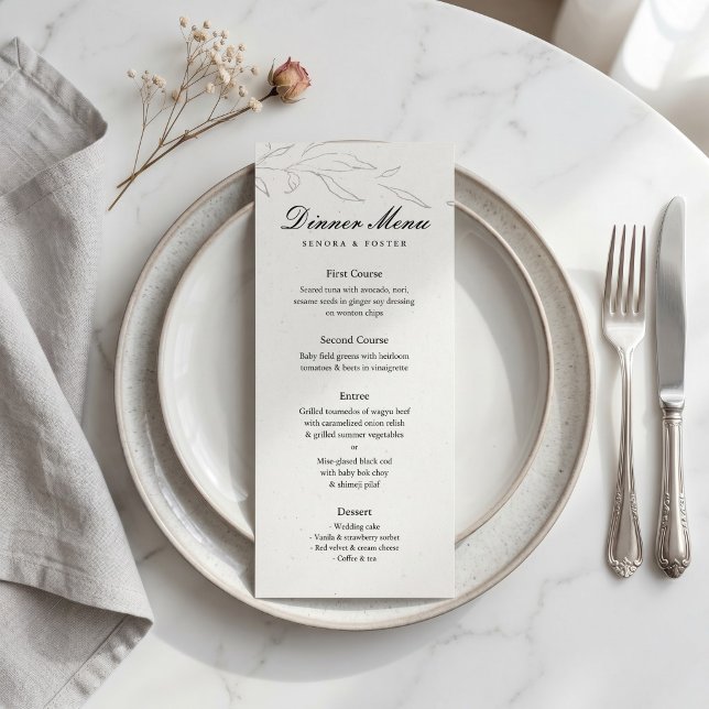 Menu Mariage Floral Minimaliste Élégant (Elegant Minimalist Floral Wedding Menu
)