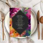 Menu Mariage floral multicolore spectaculaire<br><div class="desc">Design floral multicolore autour de l'arrière - plan gris géométrique</div>