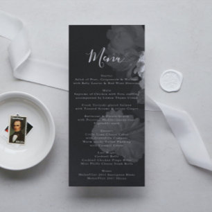 Menu Mariage floral noir et blanc
