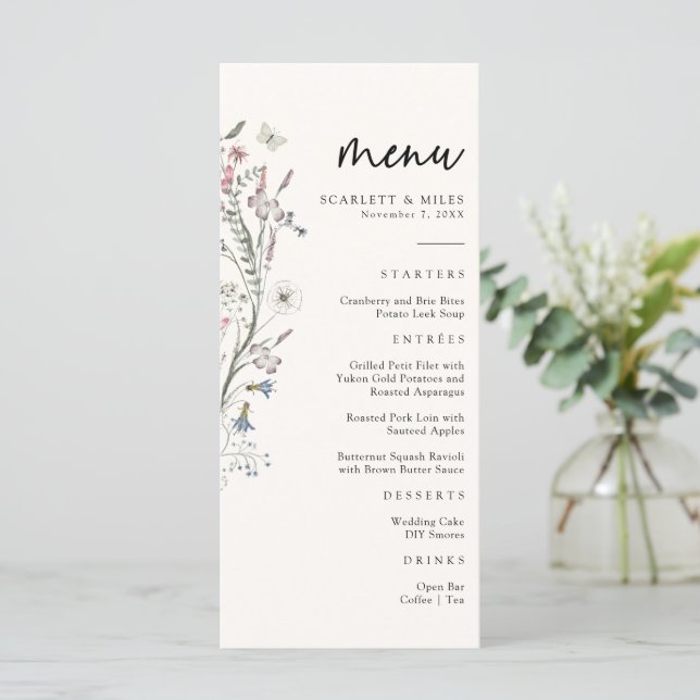 Menu Mariage Floral Pastel (Debout devant)