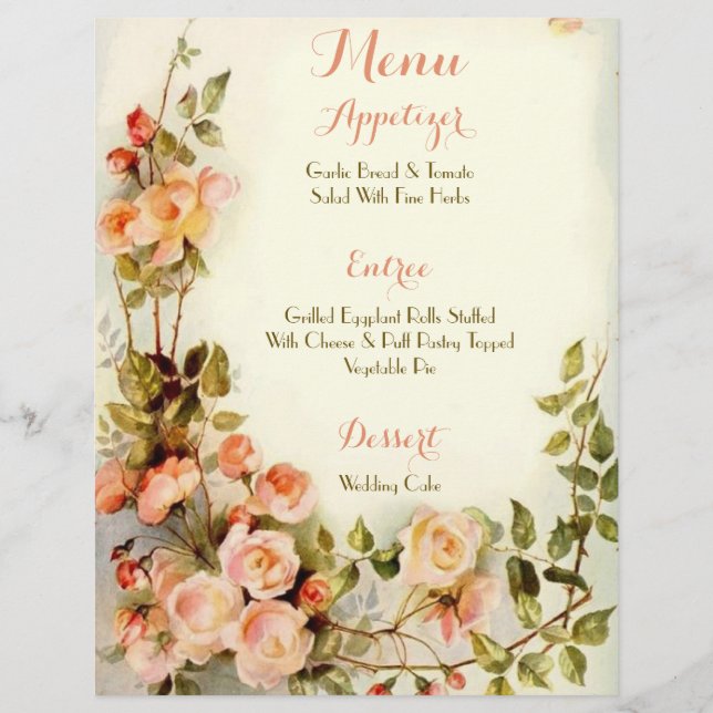 Menu mariage floral romantique (Devant)