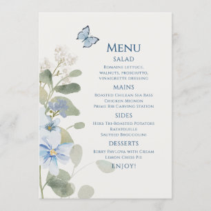 Menu Mariage floral romantique bleu Dusty