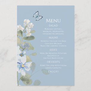 Menu Mariage floral romantique bleu Dusty