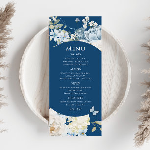Menu Mariage floral romantique bleu Dusty