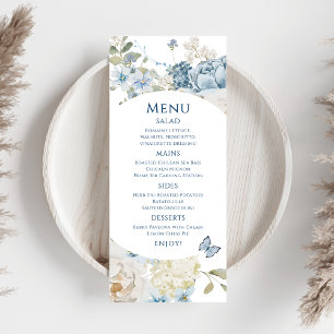 Menu Mariage floral romantique bleu Dusty