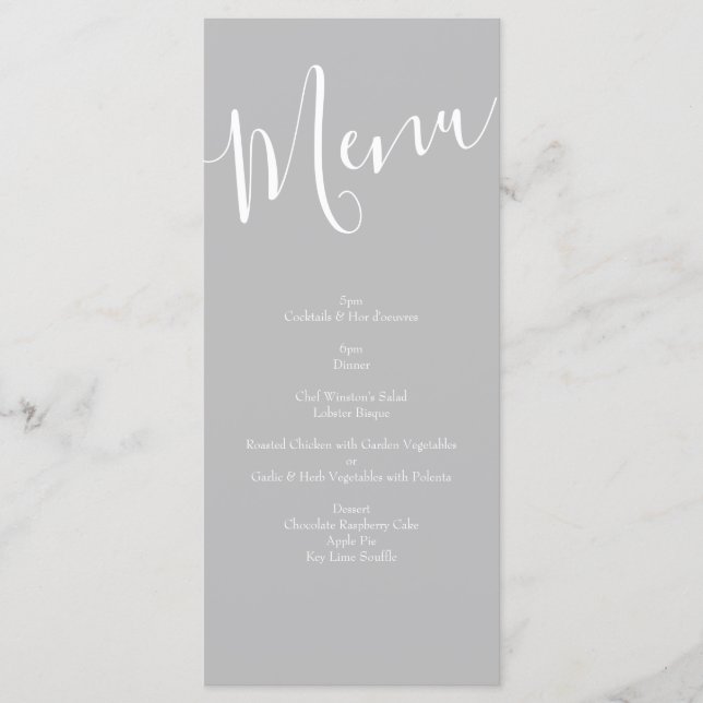 Menu Mariage Floral Rose Jaune clair et Gris (Devant)