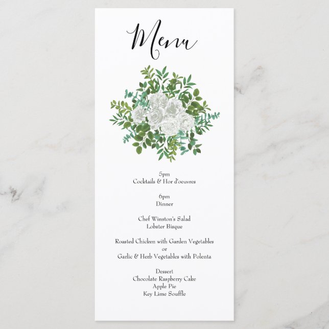 Menu Mariage floral rose noire et blanche (Devant)