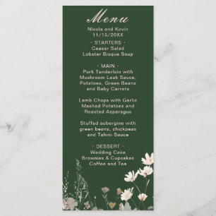 Menu Mariage Floral Rose Pâle Printemps Fleur Sauvage