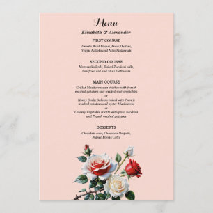 Menu Mariage floral rose rose foncé