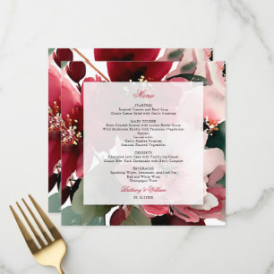 Menu Mariage Floral Rouge sur le thème de Noël
