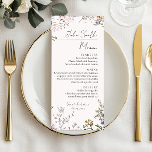 Menu Mariage Floral Rustique Fleur sauvage Personnalisé