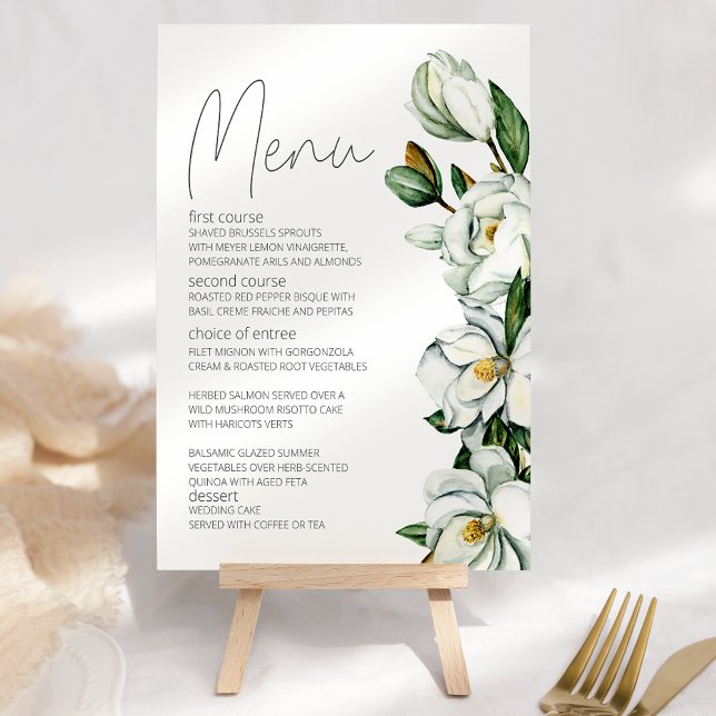 Menu Mariage floral rustique Magnolia blanc (Créateur téléchargé)