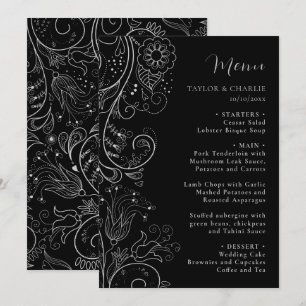 Menu Mariage floral soyeux et noir