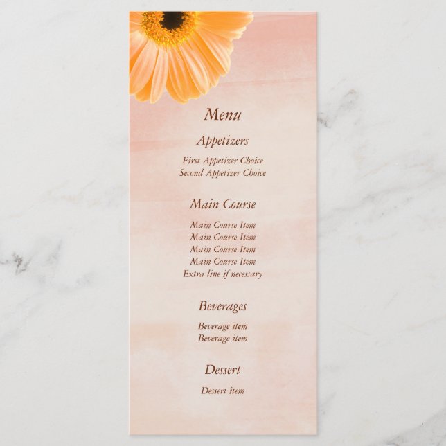 Menu Mariage floral Tangerine (Devant)