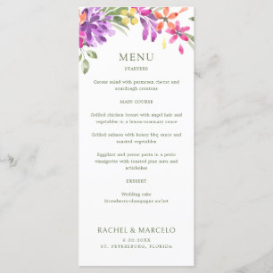 Menu Mariage floral tropical lumineux