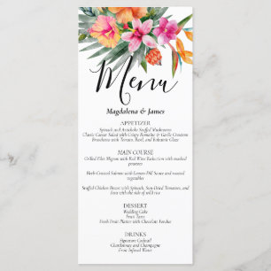 Menu Mariage floral tropical rose et orange