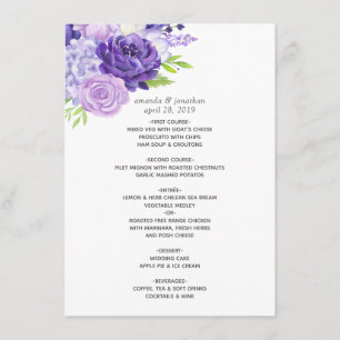 Menu Mariage floral ultra violet