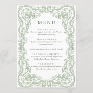 Menu Mariage floral vert de la Renaissance