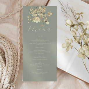 Menu Mariage Floral Vert Sauge Neutre