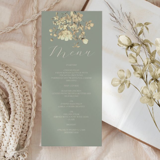Menu Mariage Floral Vert Sauge Neutre (Créateur téléchargé)
