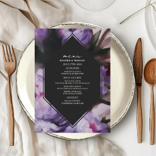 Menu Mariage floral violet foncé