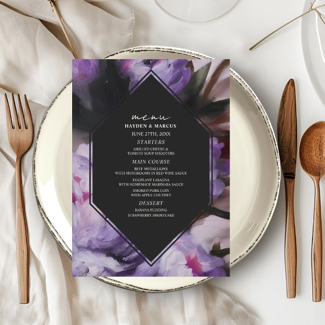 Menu Mariage floral violet foncé (Créateur téléchargé)