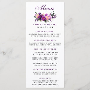 Menu Mariage floral violet ultra violet