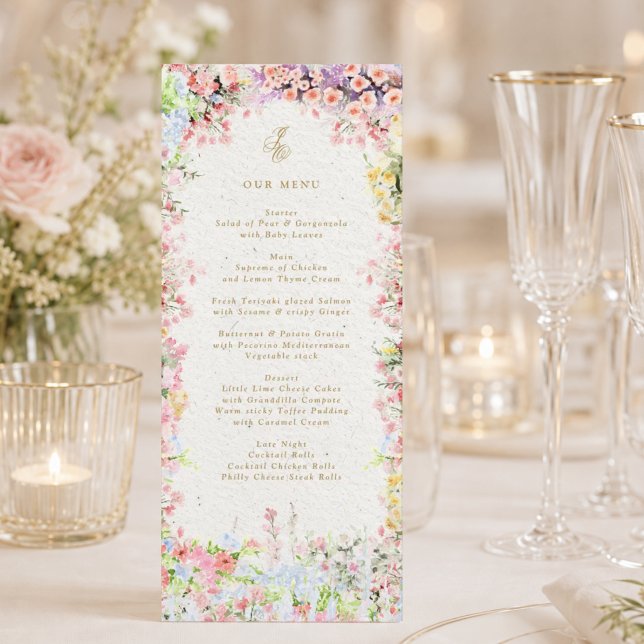 Menu mariage florales d'été de château français (Créateur téléchargé)