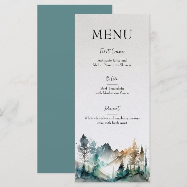 Menu Mariage Forêt Rustique (Devant / Derrière)