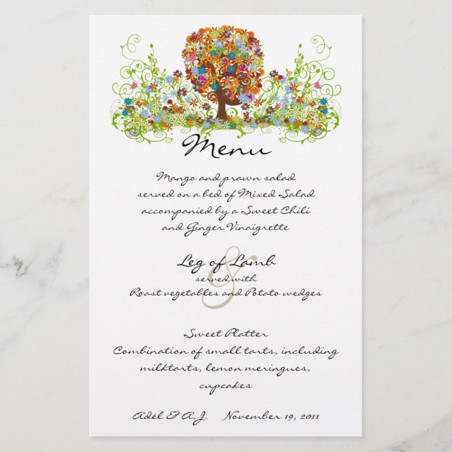 Menu Mariage Forêt Rustique (Devant)