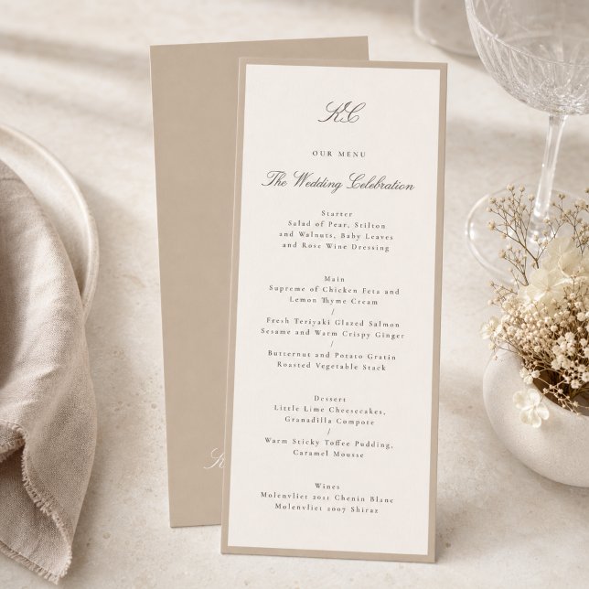 Menu Mariage Formel au Champagne Taupe (Créateur téléchargé)