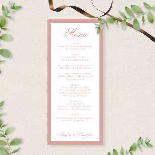 Menu Mariage Formel Classique Rose Poussiéreuse Bordure