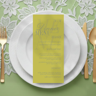 Menu Mariage Formel Moderne Écriture Citron Vert