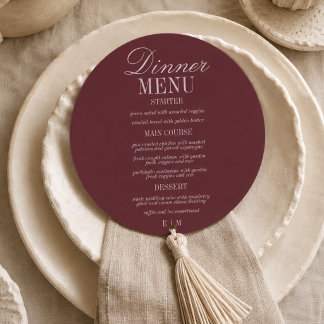 Menu Mariage Formel Moderne Script Bourgogne