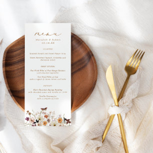Menu Mariage frontalier Fleur sauvage d'automne