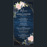 Menu Mariage géométrique bleu bleu bleu bleu bleu marin<br><div class="desc">Menu mariage géométrique floral bleu marine foncé avec élégant bouquet bleu marine,  bleu royal,  blanc,  rose blush et vert sauge eucalyptus feuilles et élégant cadre géométrique neutre parties scintillant. Veuillez me contacter pour toute aide sur la personnalisation ou si vous avez besoin d'un autre produit avec ce design.</div>