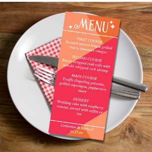 Menu Mariage géométrique couleur rose et orange