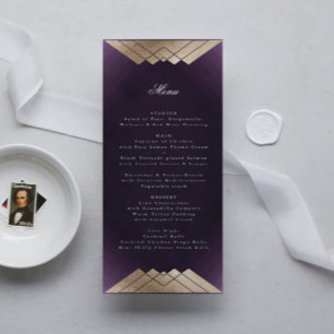 Menu Mariage Géométrique White Purple Gold Gatsby