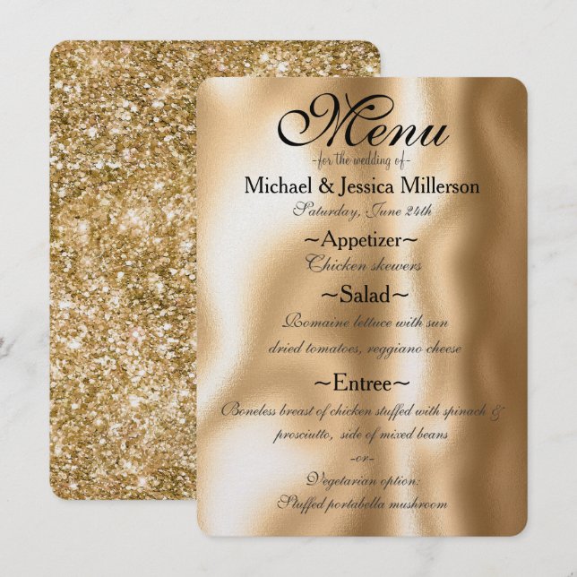 Menu Mariage Glam Gold (Devant / Derrière)