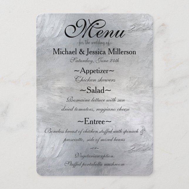 Menu Mariage Glam Silver (Devant)