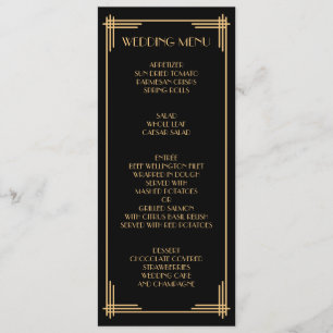 Menu Mariage Gold Black Great Gatsby Art Déco