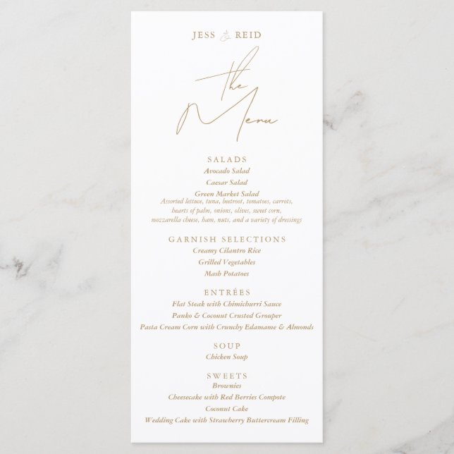 Menu Mariage Gold Chic (Devant)